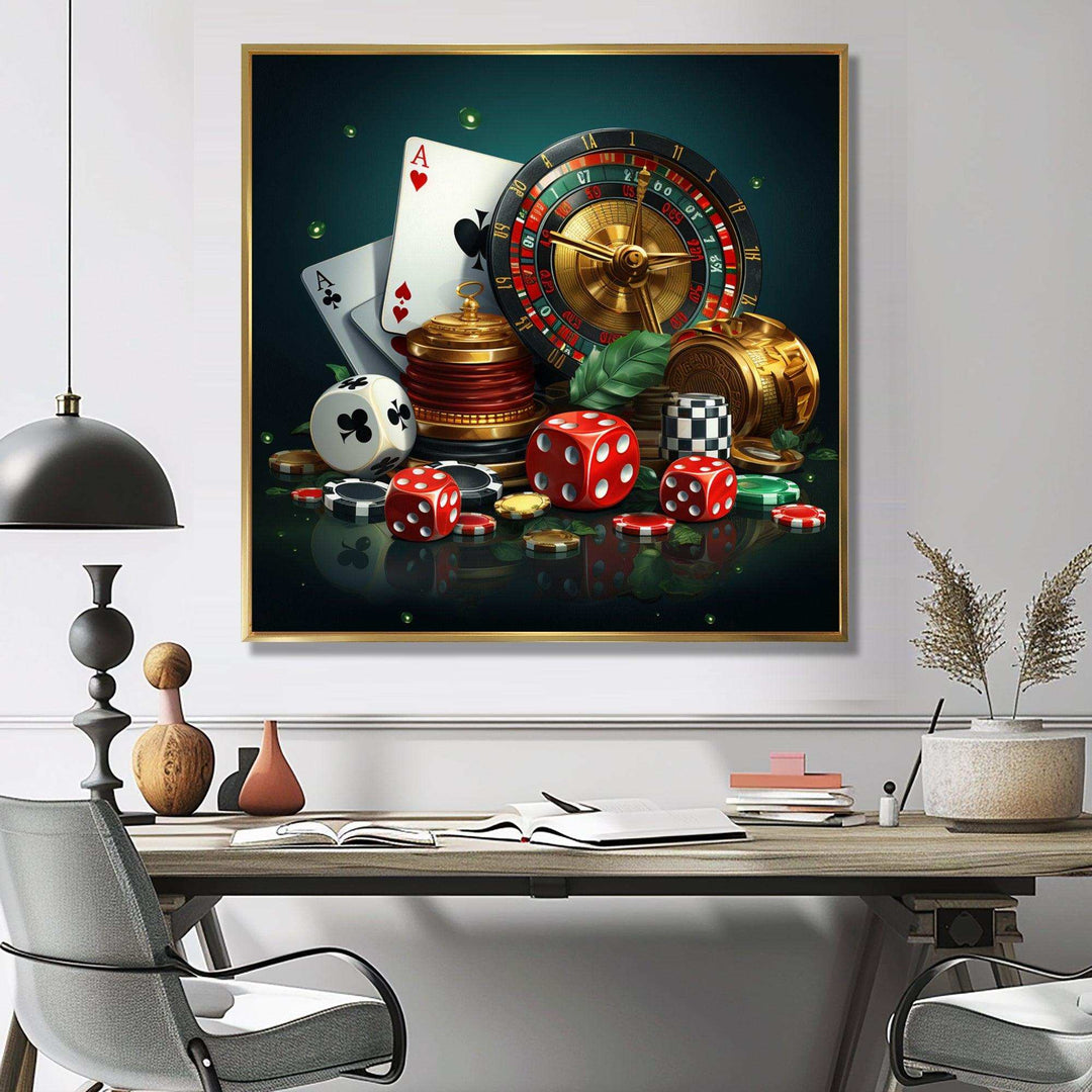 Casino gambling icons poker II - Architecture Canvas Wall Art