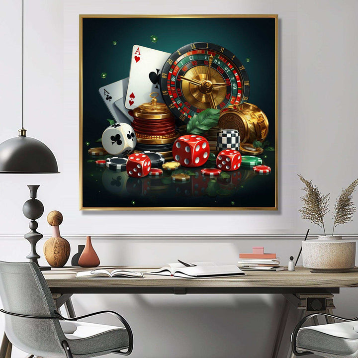Casino gambling icons poker II - Architecture Canvas Wall Art