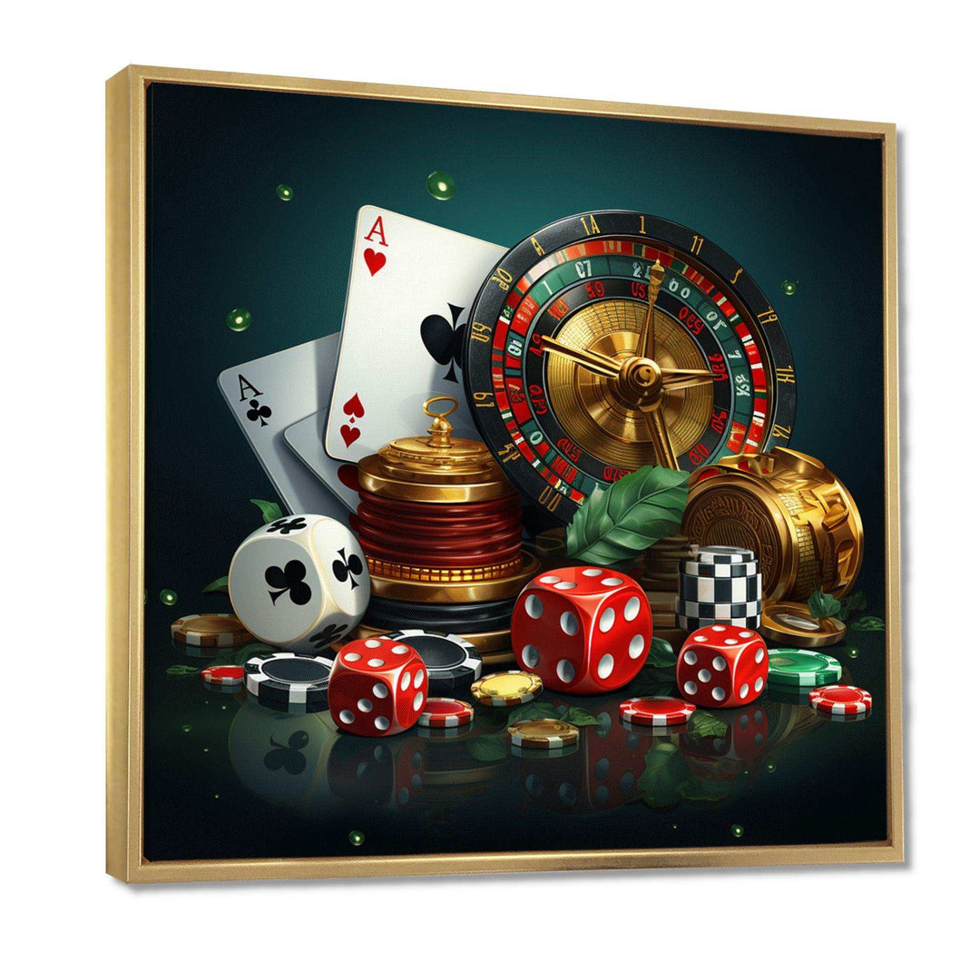 Casino gambling icons poker II - Architecture Canvas Wall Art