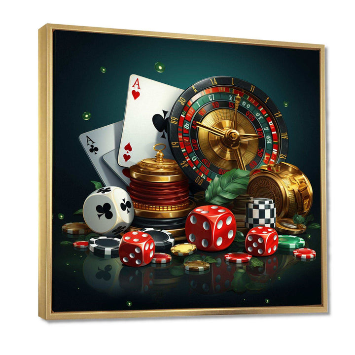 Casino gambling icons poker II - Architecture Canvas Wall Art