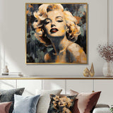 Vintage yellow and beige Marilyn Manroe III - Fashion Canvas Wall Art