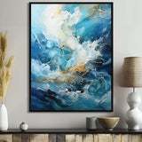 Modern blue goldn Wave Symphony II - Abstract Canvas Wall Art