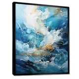 Modern blue goldn Wave Symphony II - Abstract Canvas Wall Art