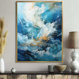 Modern blue goldn Wave Symphony II - Abstract Canvas Wall Art