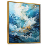 Modern blue goldn Wave Symphony II - Abstract Canvas Wall Art