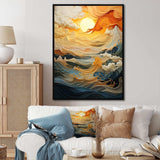 Orange bold waterfall sunrise III - Abstract Canvas Wall Art