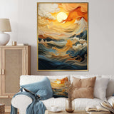 Orange bold waterfall sunrise III - Abstract Canvas Wall Art