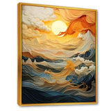 Orange bold waterfall sunrise III - Abstract Canvas Wall Art