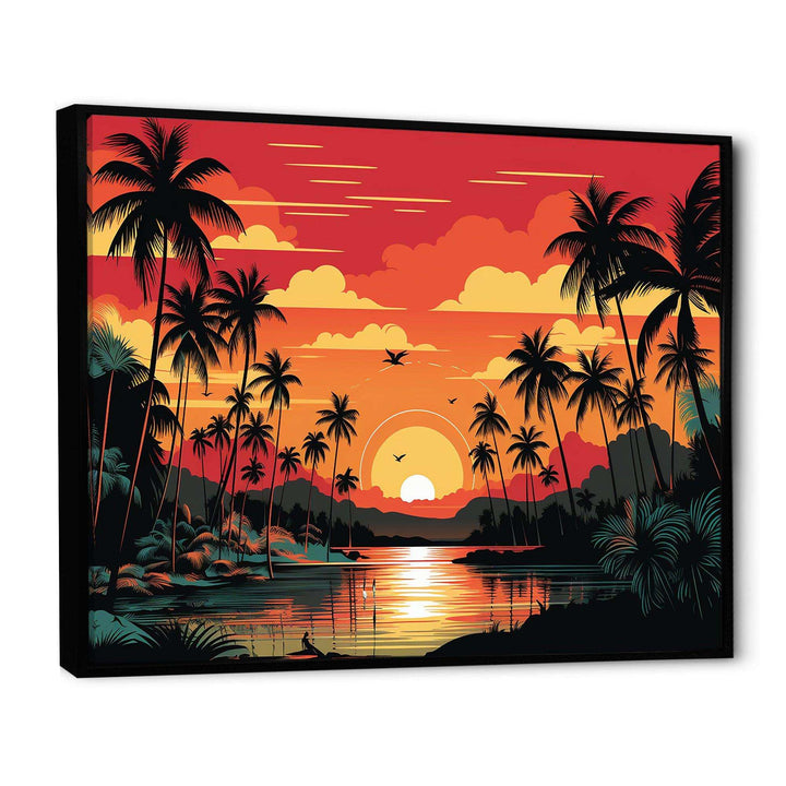 Orange Sunset bold landscape I - Coastal Canvas Wall Art