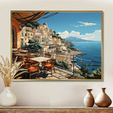 Capri Italy Blue A Mediterranean village I - Landscapes Canvas Wall Art