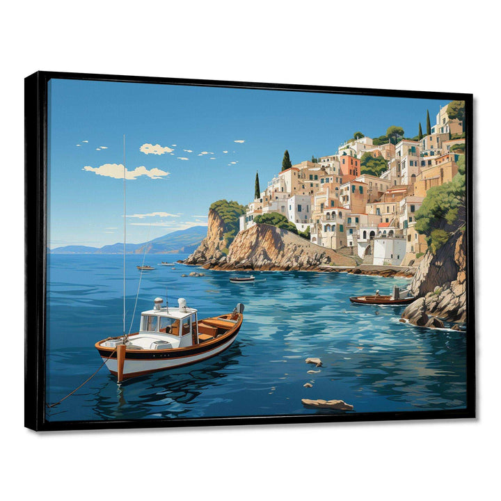 Capri Italy Blue A Mediterranean village III - Landscapes Canvas Wall Art