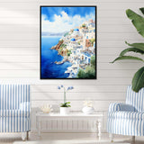 Coastal village of Santorini in Greece 1 - Landscapes Canvas Wall Art