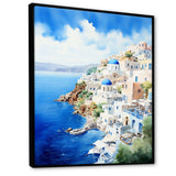 Coastal village of Santorini in Greece 1 - Landscapes Canvas Wall Art