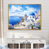 Santorini Greece coastal village serenity  II - Landscapes Canvas Wall Art