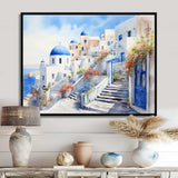 Blue and white Santorini village  I - Landscapes Canvas Wall Art