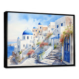 Blue and white Santorini village  I - Landscapes Canvas Wall Art