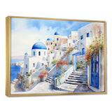 Blue and white Santorini village  I - Landscapes Canvas Wall Art