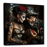 Roses Day of the dead Mexican portrait II - Fashion Canvas Wall Art