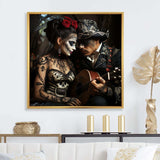 Roses Day of the dead Mexican portrait II - Fashion Canvas Wall Art