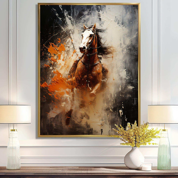 Sunset Wild West indian horse - People Canvas Wall Art