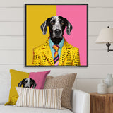 Yellow and pink Fashion first suited dog - Pink Dog Wall Art
