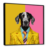 Yellow and pink Fashion first suited dog - Pink Dog Wall Art
