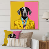 Yellow and pink Fashion first suited dog - Pink Dog Wall Art