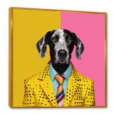 Yellow and pink Fashion first suited dog - Pink Dog Wall Art