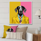 Yellow and pink Fashion first suited dog - Pink Dog Wall Art