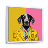 Yellow and pink Fashion first suited dog - Pink Dog Wall Art