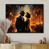 Black and orange Harlem Renaissance jazz couple - People Canvas Wall Art