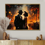 Black and orange Harlem Renaissance jazz couple - People Canvas Wall Art