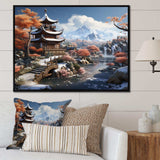 Asian snow landscape temple serenity II - Landscapes Canvas Wall Art