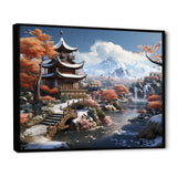 Asian snow landscape temple serenity II - Landscapes Canvas Wall Art