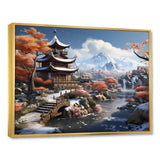 Asian snow landscape temple serenity II - Landscapes Canvas Wall Art