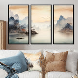 Grey Tranquil Chinese landscape serenity II - Multi-Panels