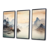 Grey Tranquil Chinese landscape serenity II - Multi-Panels