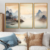 Grey Tranquil Chinese landscape serenity II - Multi-Panels