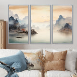 Grey Tranquil Chinese landscape serenity II - Multi-Panels