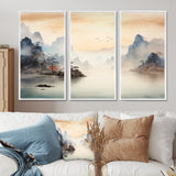 Grey Tranquil Chinese landscape serenity II - Multi-Panels