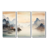 Grey Tranquil Chinese landscape serenity II - Multi-Panels