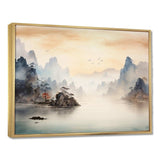 Grey Tranquil Chinese landscape serenity II - Landscapes Canvas Wall Art