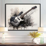 Brown Charcoal Guitar Vibrations II - Music Canvas Wall Art