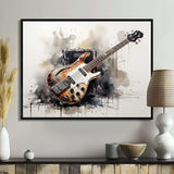 Brown Charcoal Guitar Vibrations IV - Music Canvas Wall Art