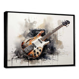 Brown Charcoal Guitar Vibrations IV - Music Canvas Wall Art