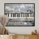 Minimalism grey and white piano keys - Music Canvas Wall Art