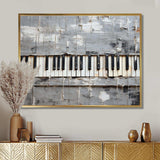 Minimalism grey and white piano keys - Music Canvas Wall Art