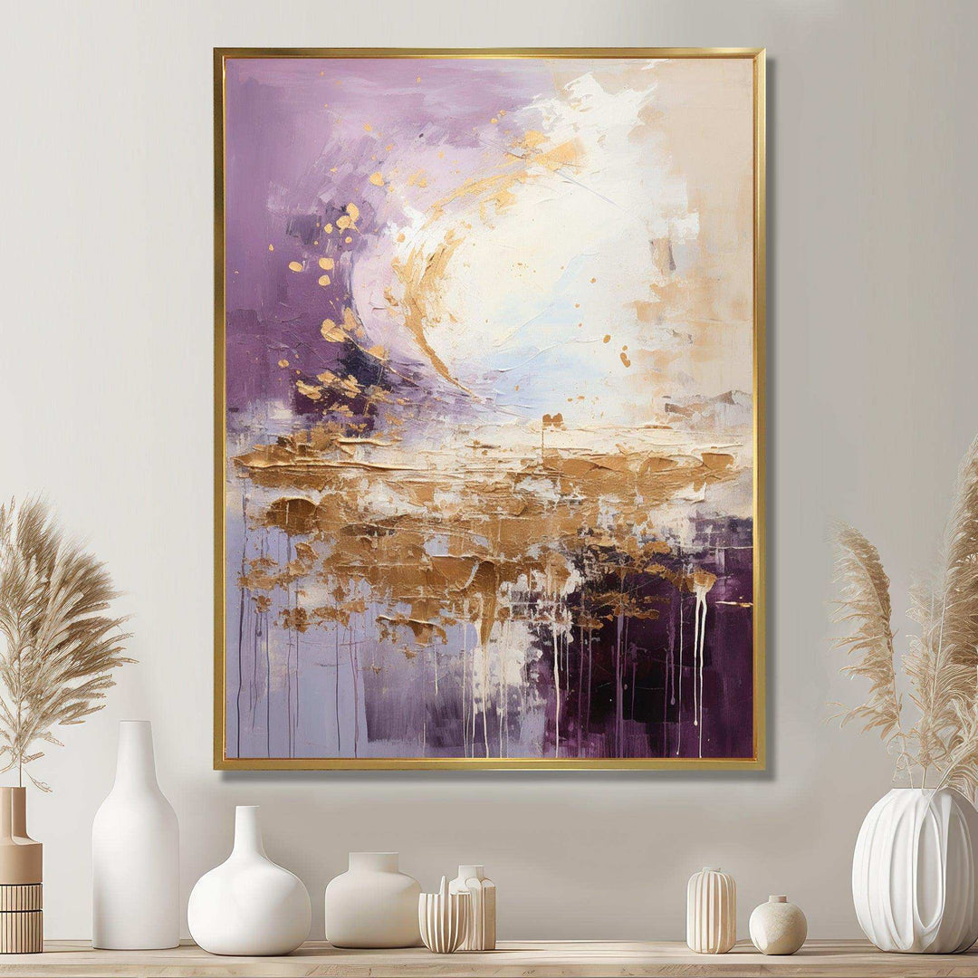 Purple and gold mountain landscape III - Landscapes Canvas Wall Art