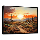 Orange Silhouette Cactus Sunrise - Floral Canvas Wall Art