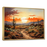 Orange Silhouette Cactus Sunrise - Floral Canvas Wall Art